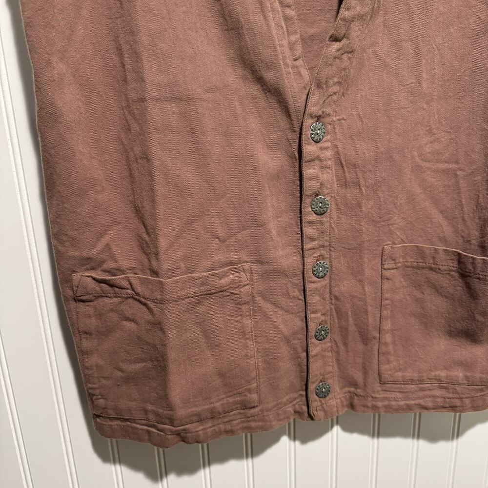 Vintage Chicos Cotton Longline Vest Lagenlook Light Brown Size Large - Picture 2 of 5